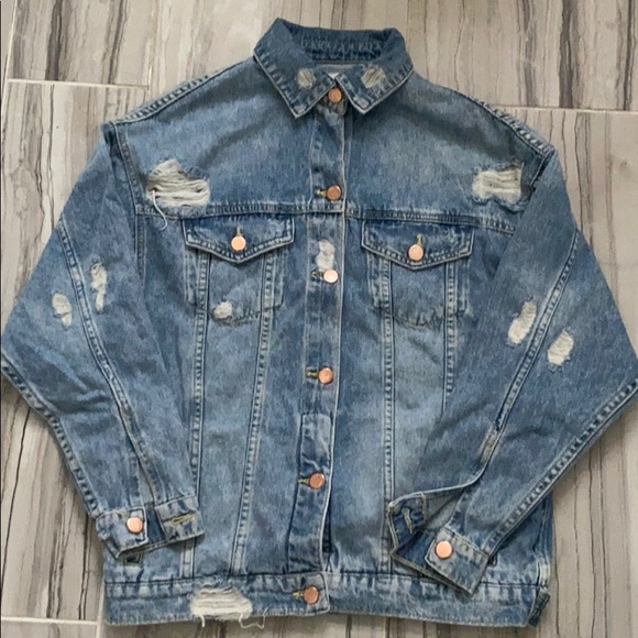 distressed denim jacket zara